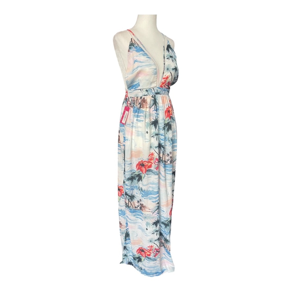 Laliste Tropical Maxi Dress Women’s Small NWT Palm Print Criss Cross Back Resort
